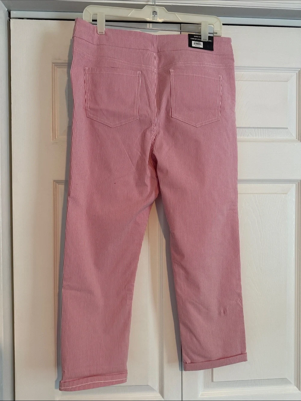 Mario Serrani Pink and White Striped Comfort Stretch Capris / NWT size L - Picture 4 of 4